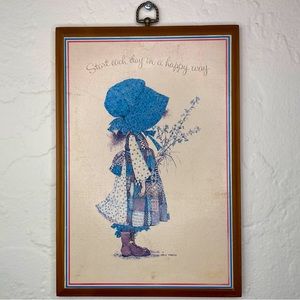 Vintage Holly Hobbie Wood Plaque American Greetings 1970s/80s “Start Each Day…”